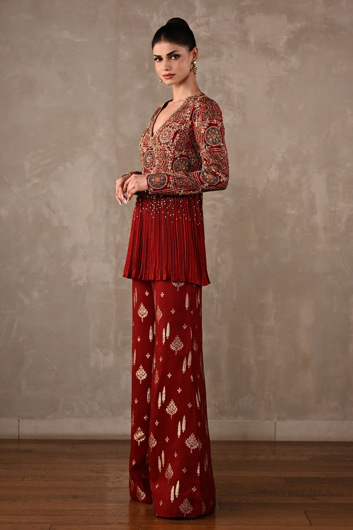 Embellished Printed Peplum Co-ord Set