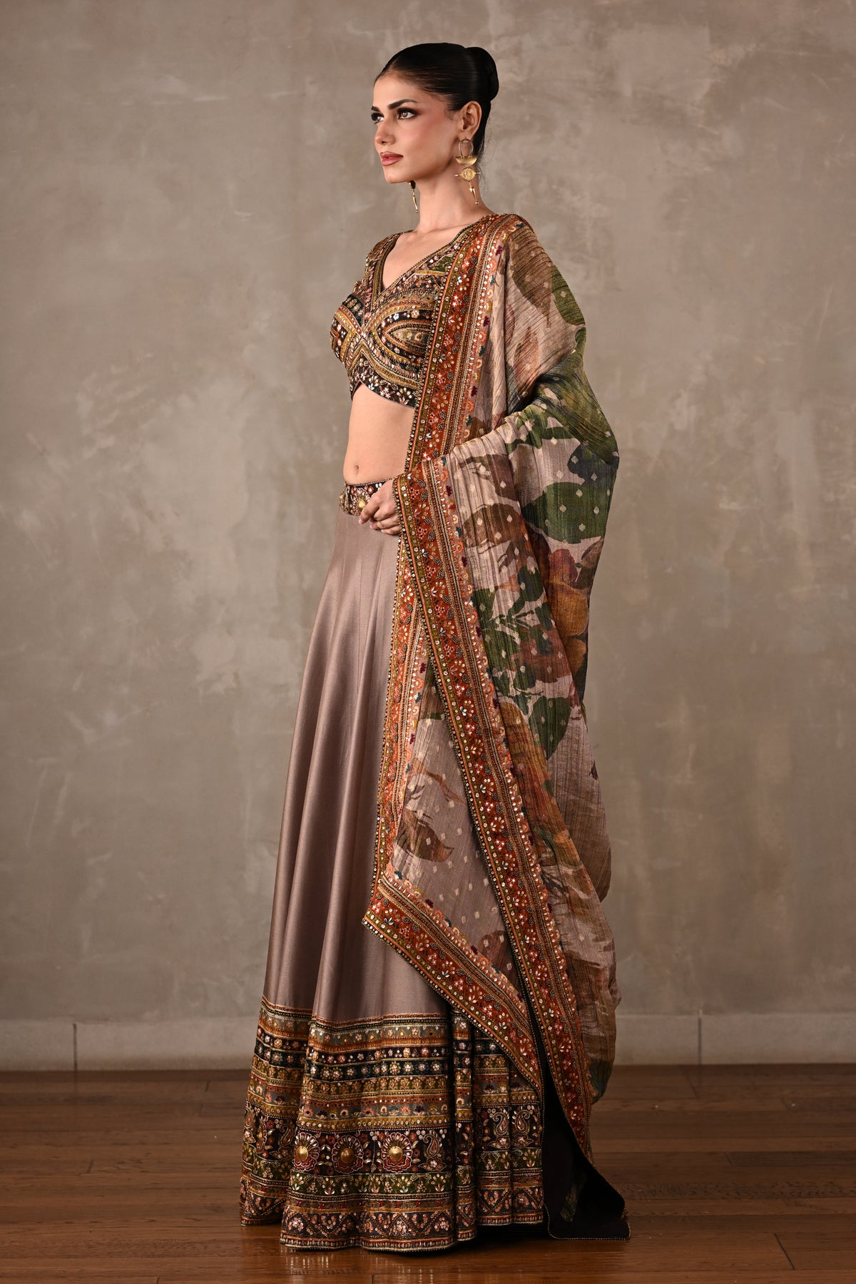 Printed Embroidered Lehenga Set