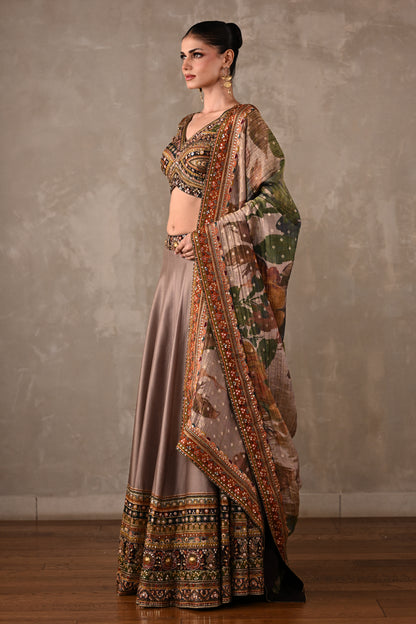 Printed Embroidered Lehenga Set
