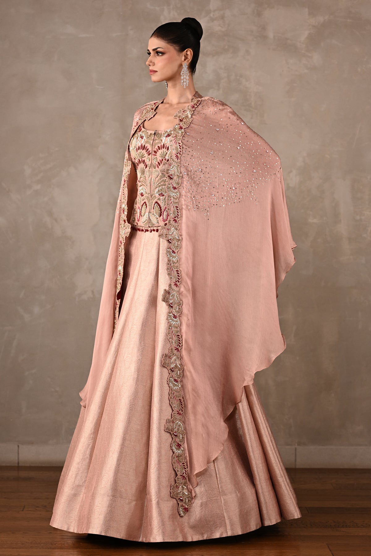 Thread Embroidered Silk Lehenga Set
