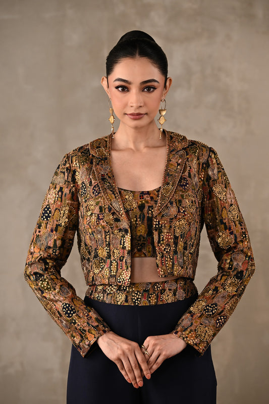 Embellished Cropped Jacket Co-ord Set