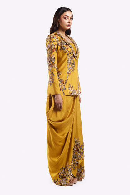 Draped Silk Powersuit Set