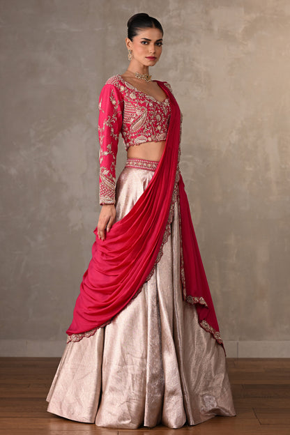 Regal Rouge Brocade Lehenga Set