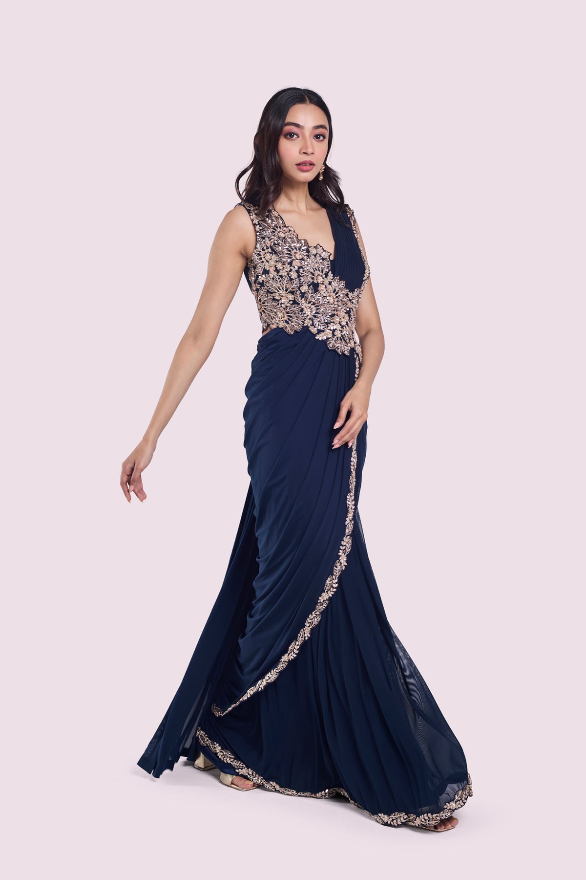 Faux Slash Drape Saree