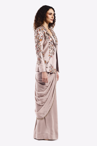 Drape Saree With Embroidered Blazer