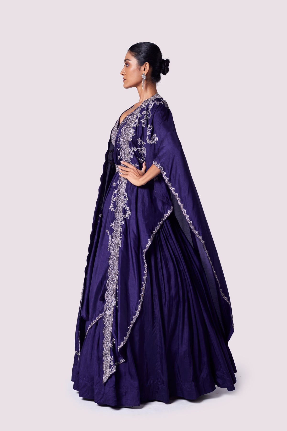Silk Kaftan Lehenga Set