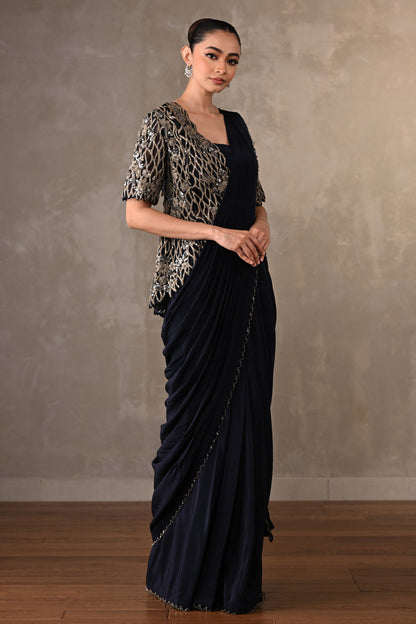 Ornate Cutwork Drape Saree