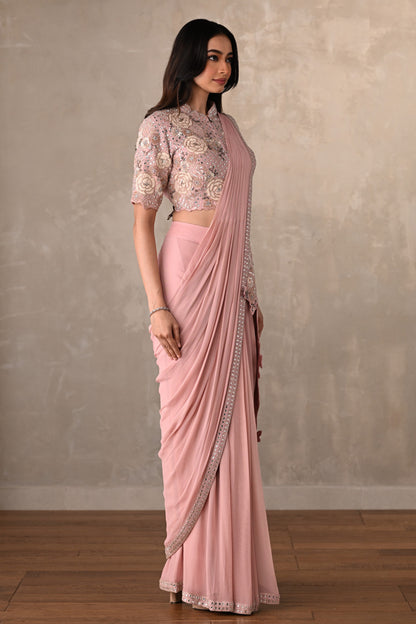 Blush Bloom Embellished Drape Saree