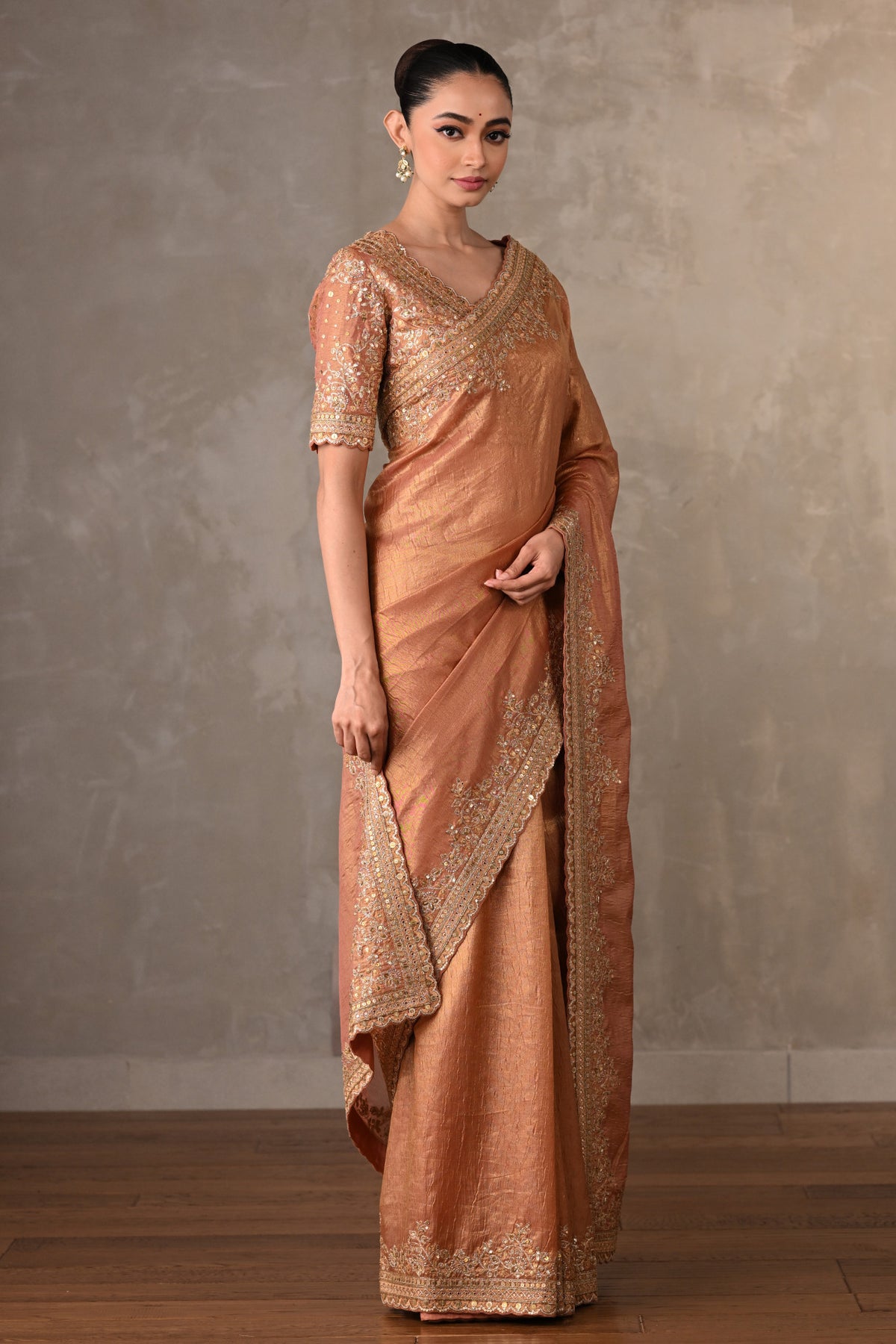 Rustic Radiance Tissue Saree Set