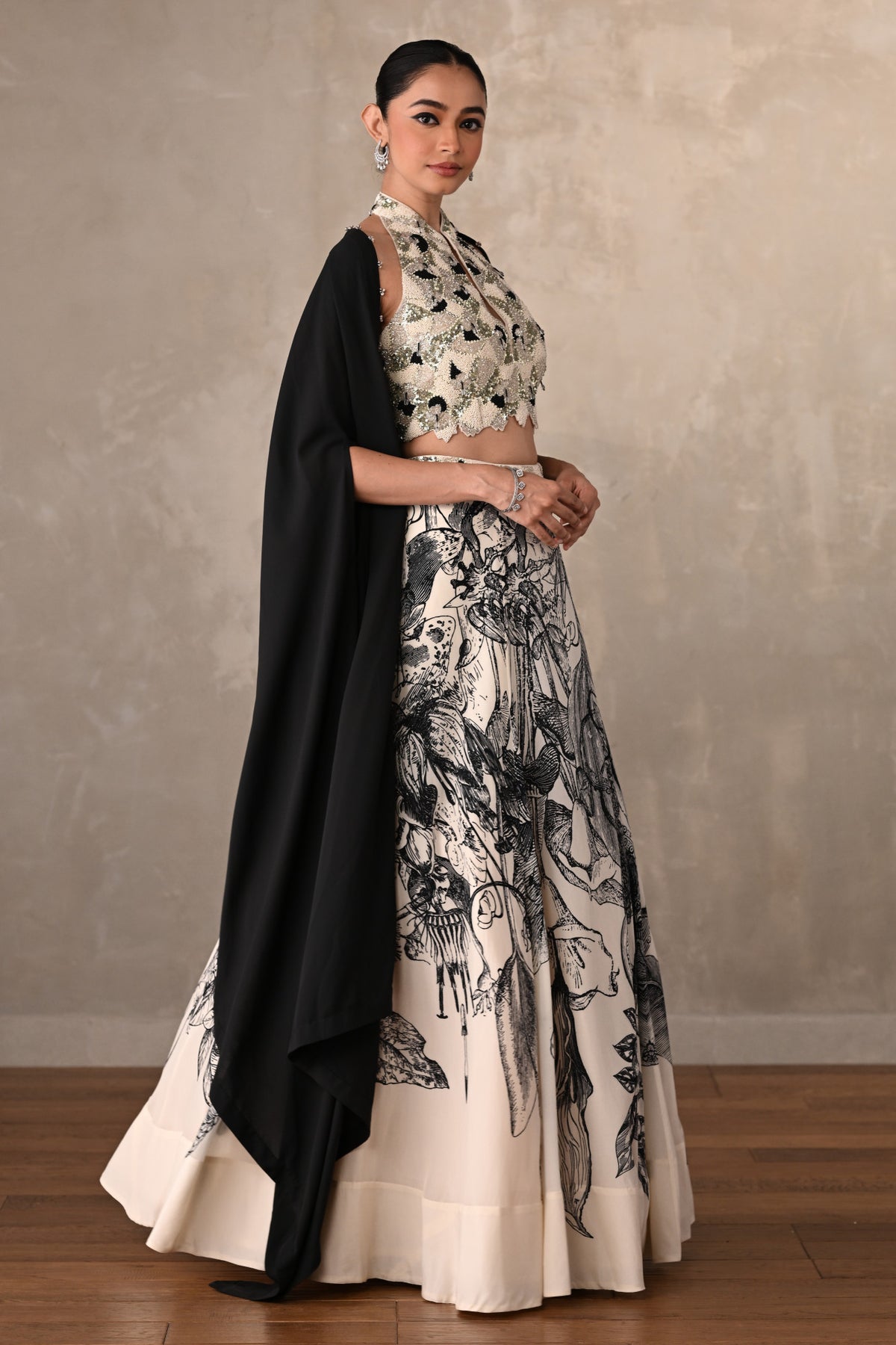 Enchanted Noir Floral Lehenga Set