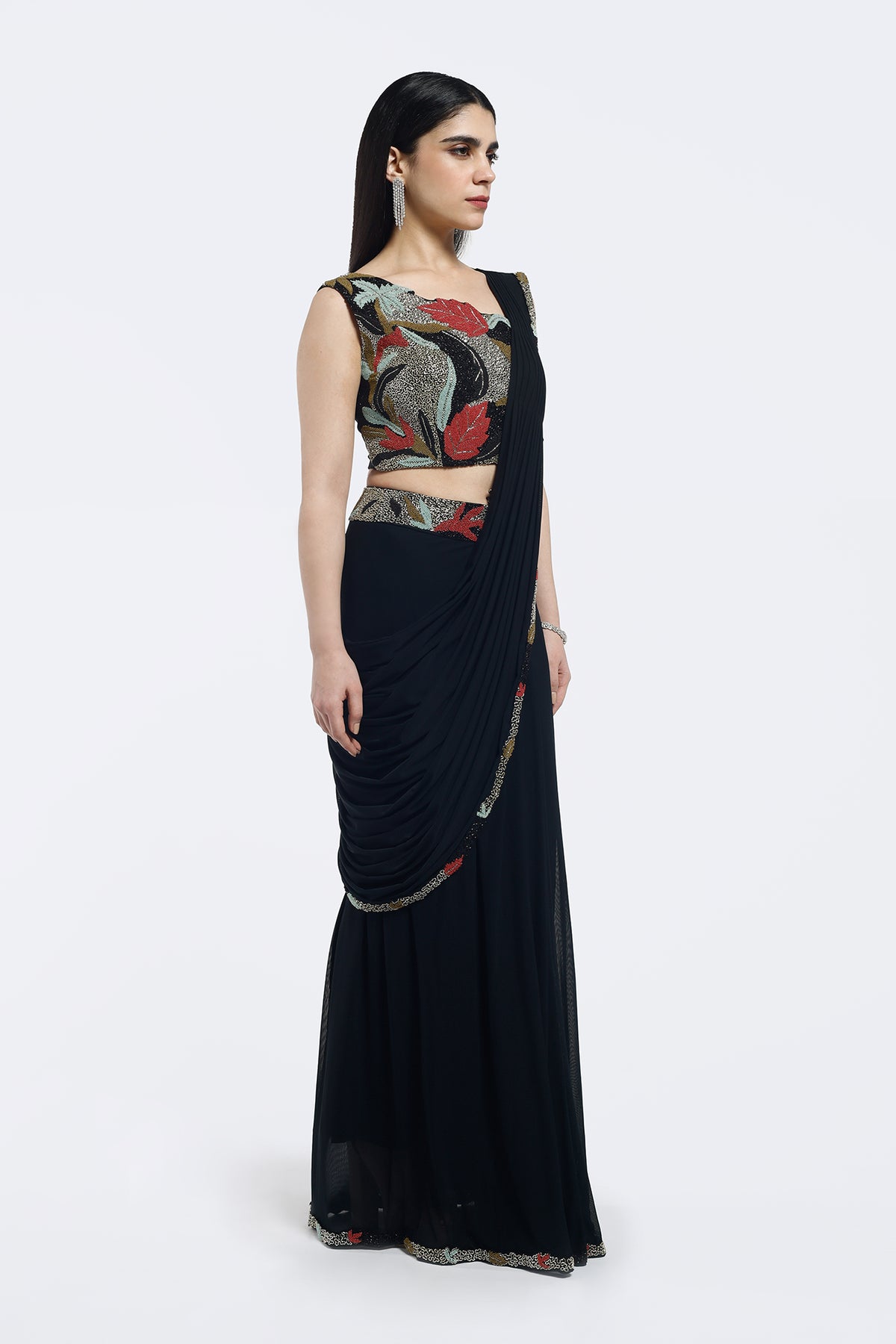 Foliage Embellished Drape Saree