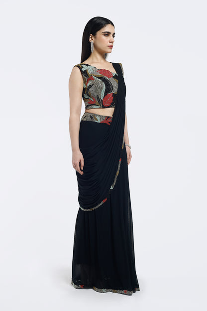 Foliage Embellished Drape Saree