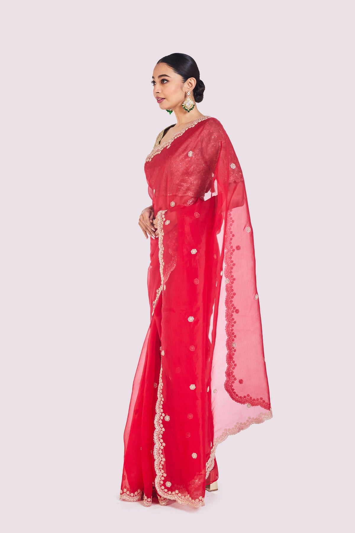 Red Organza Saree
