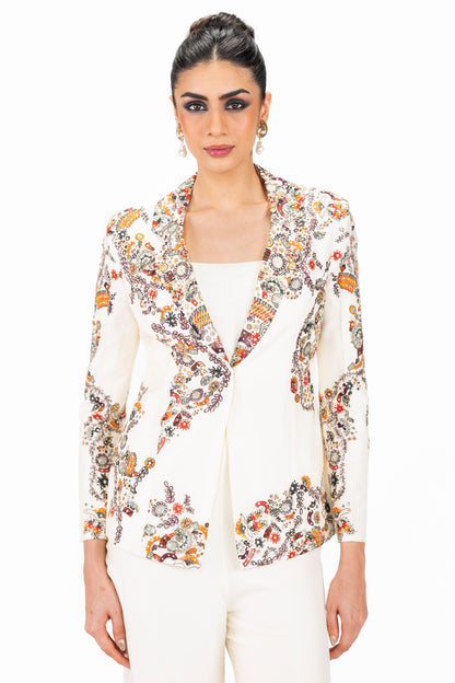 Floral Silk Powersuit