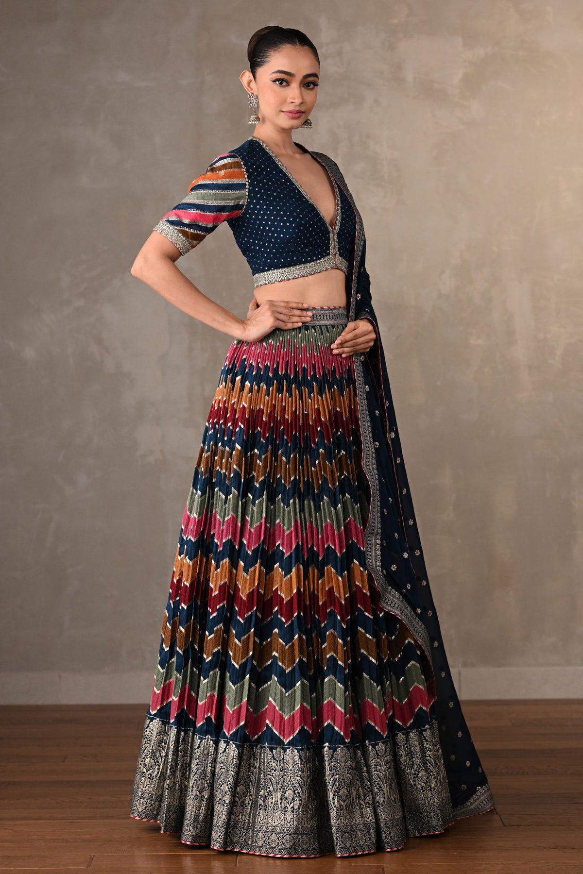 Multicolored Chevron Lehenga Set