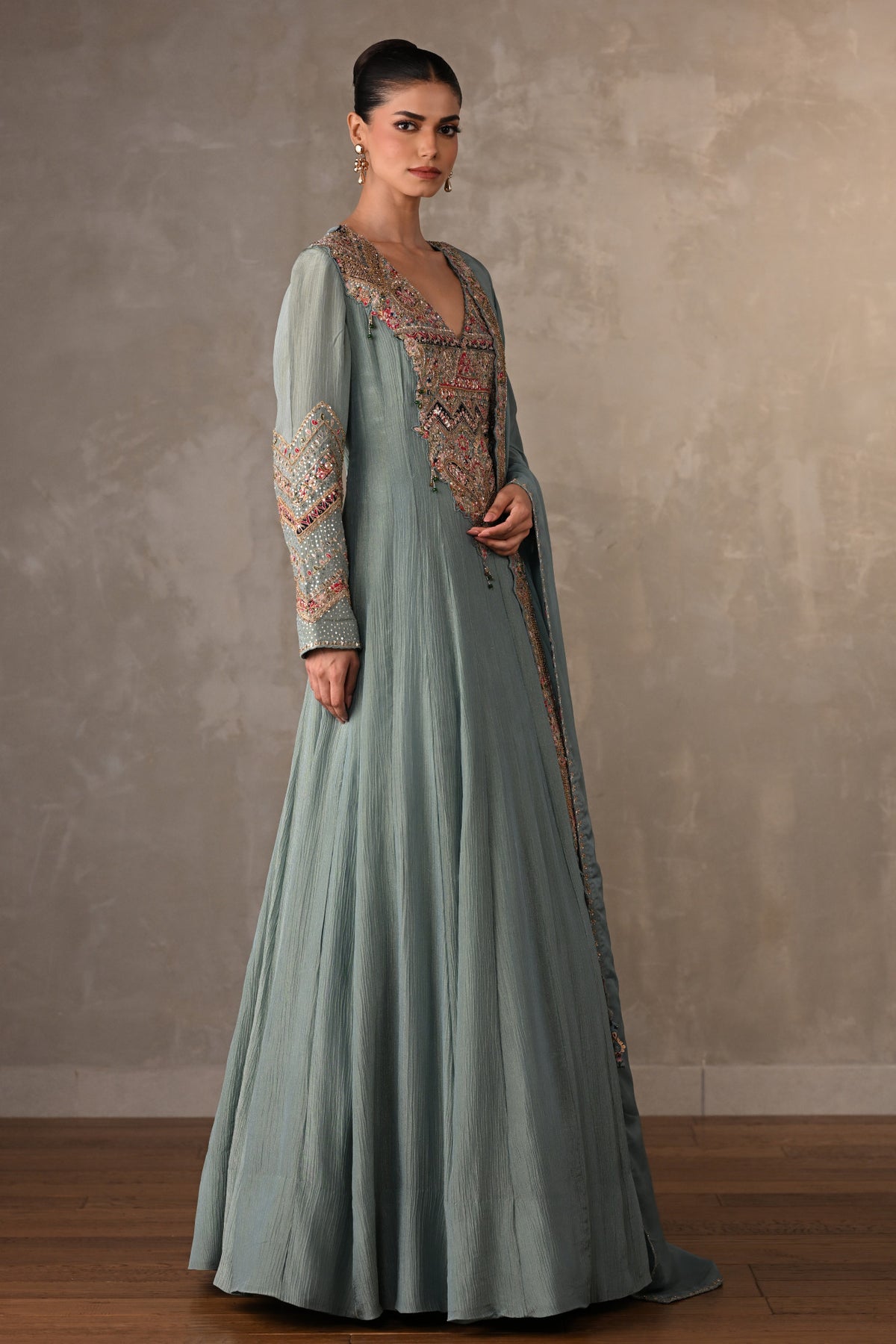 Sky Blue Luxe Embroidered Organza Anarkali