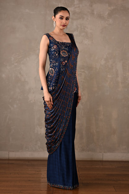 Printed Draped Saree Ensemble