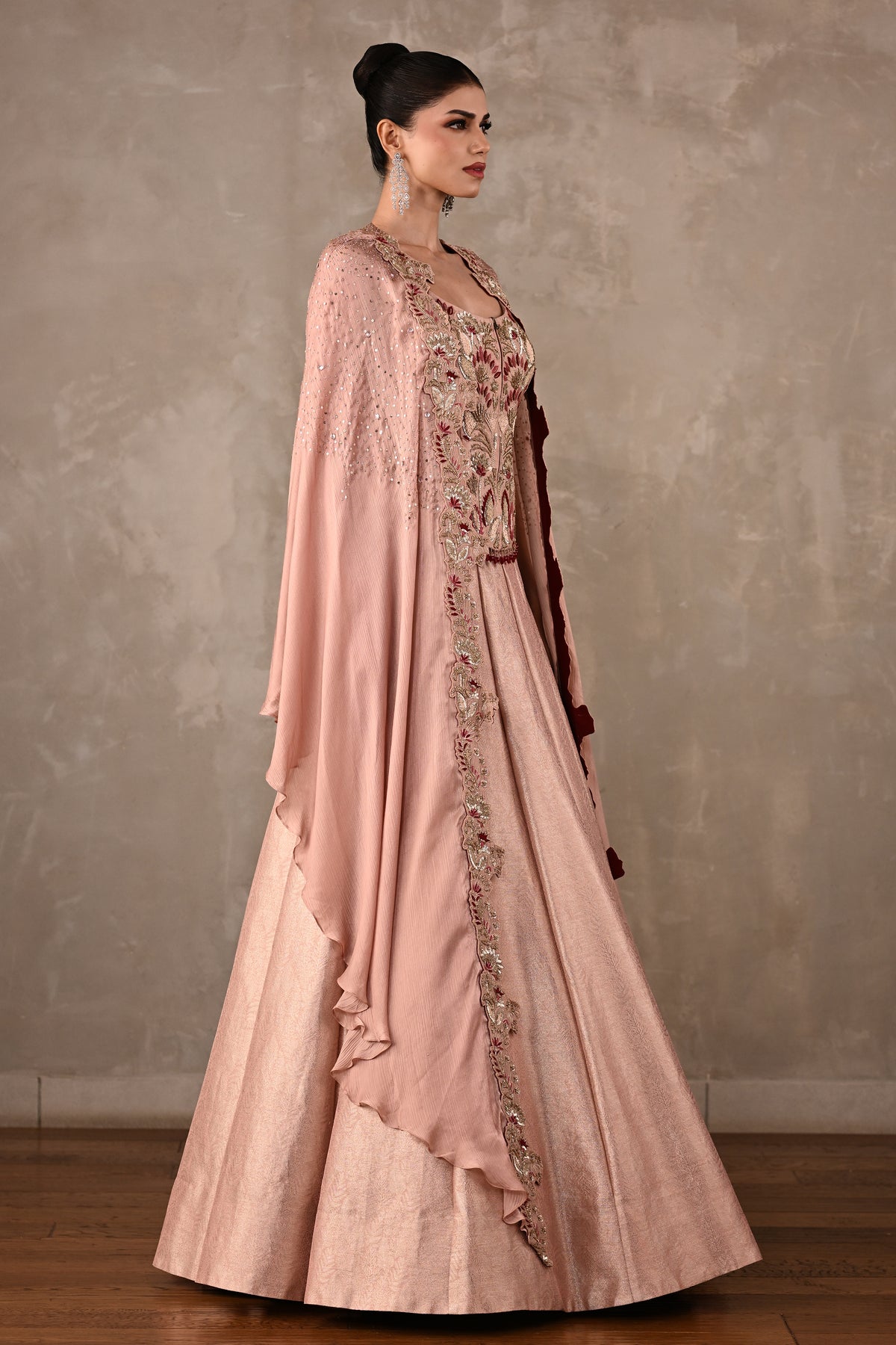 Thread Embroidered Silk Lehenga Set