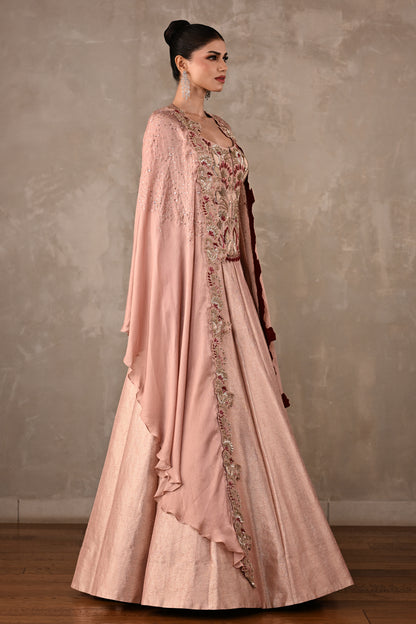 Thread Embroidered Silk Lehenga Set