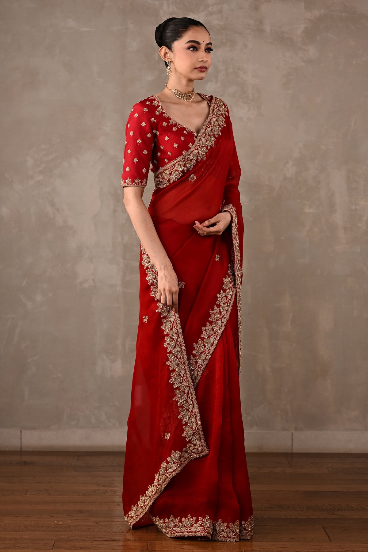 Organza Saree with Embroidered Blouse