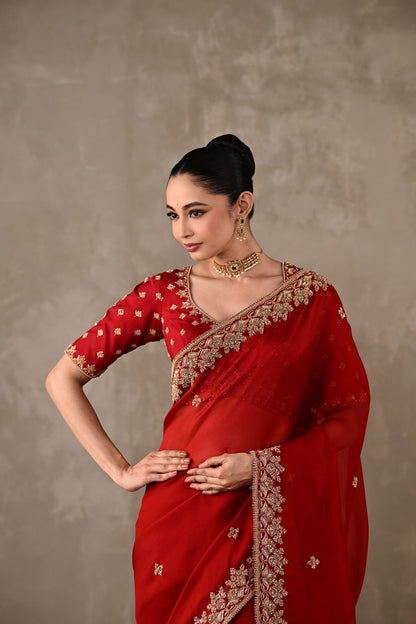 Organza Saree with Embroidered Blouse