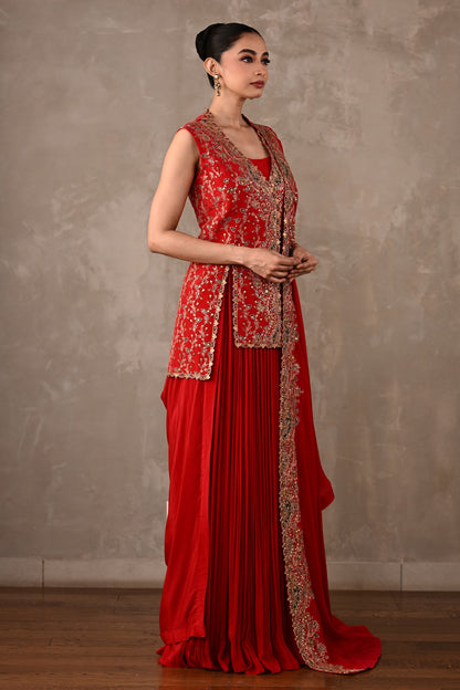 Embroidered Pleated Sharara Set