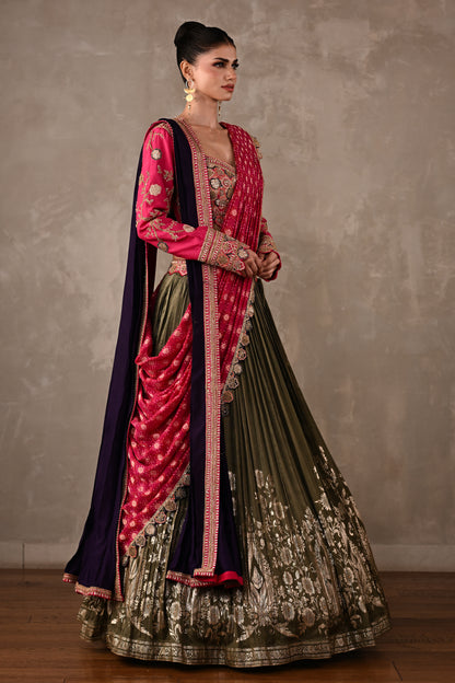 Heirloom Double Dupatta Pleated Lehenga Set