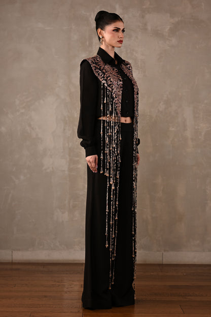 Fringe Embroidered Shirt Co-ord Set