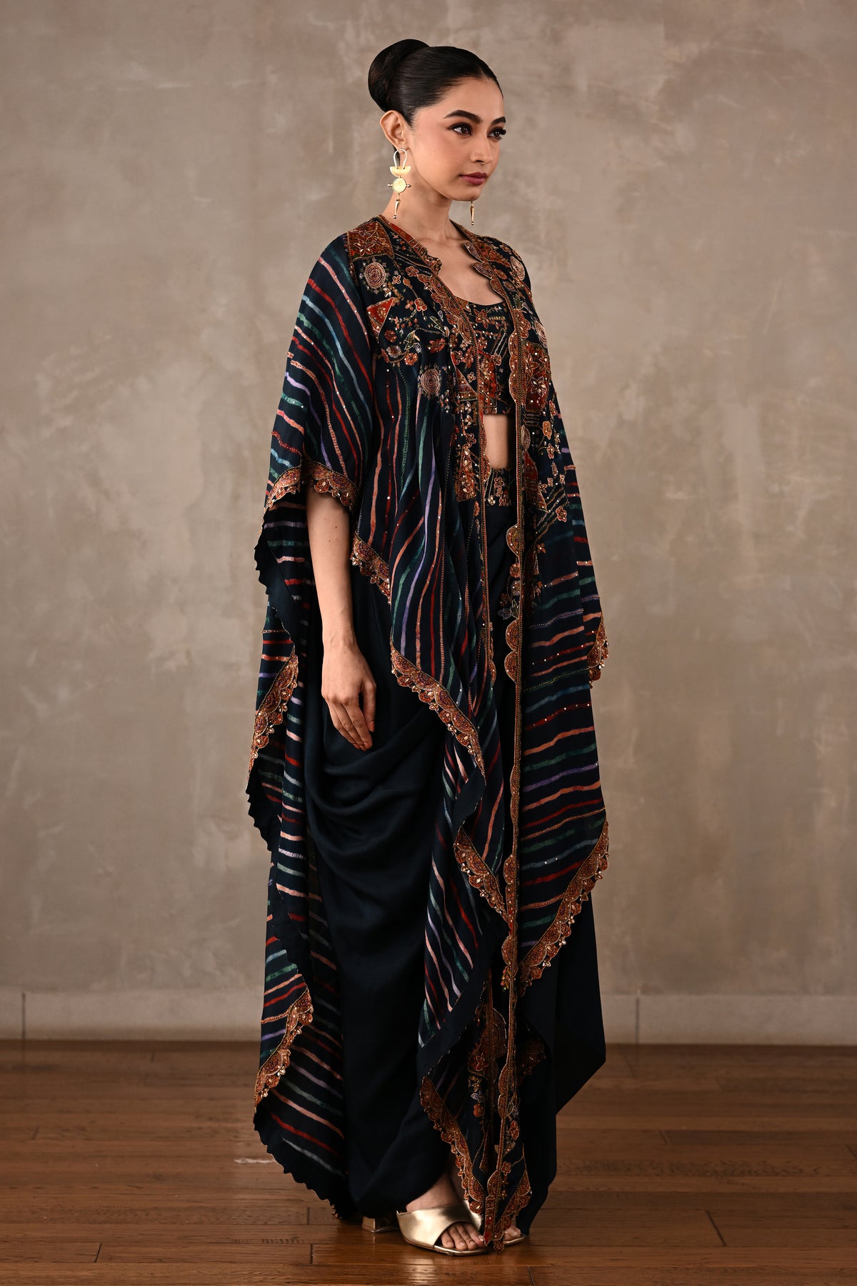 Printed Zardosi Cape Skirt Set