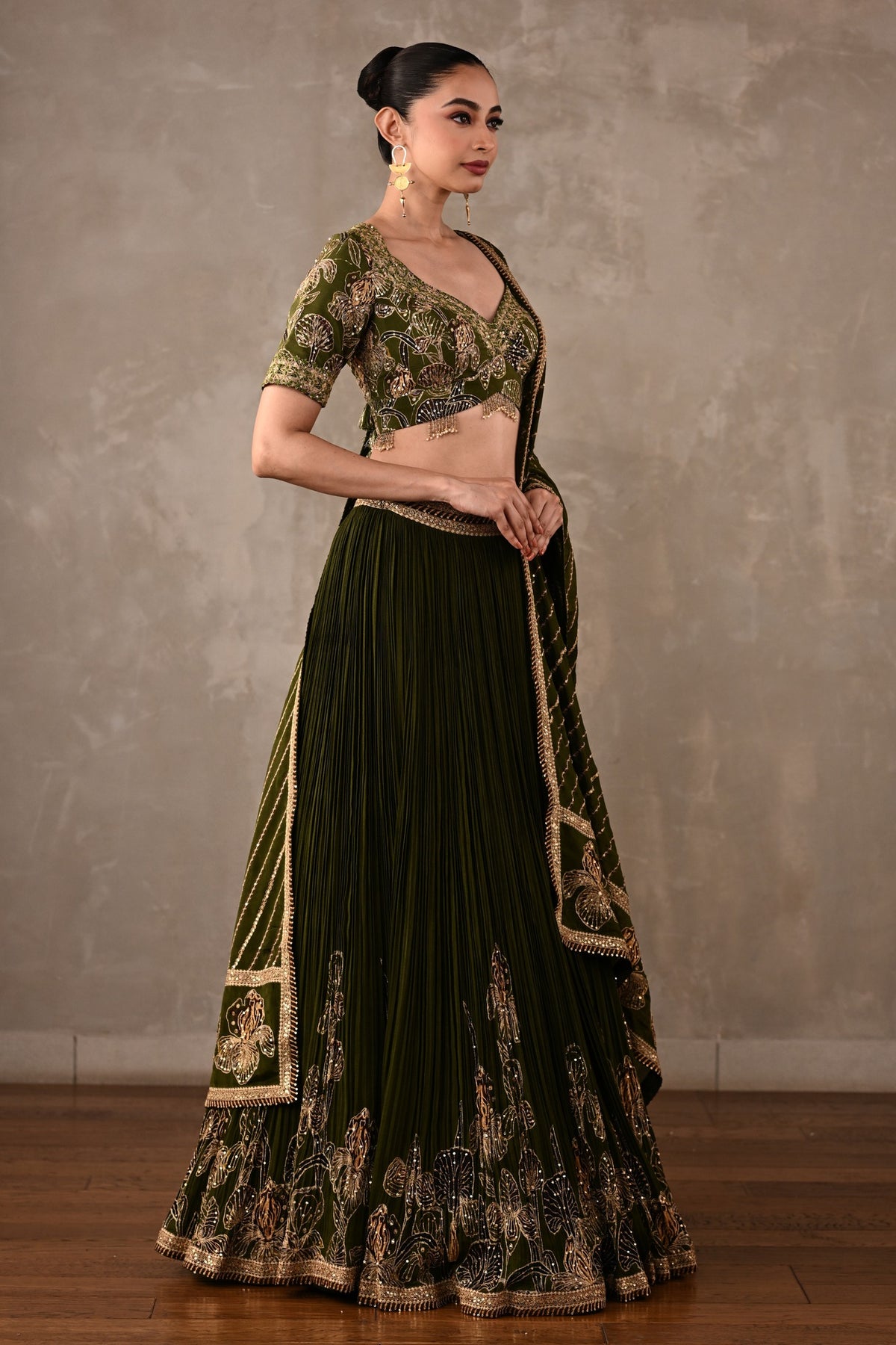 Botanical Drape Embellished Lehenga Set