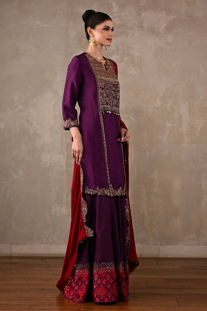 Silk Kurta Sharara Set with Zardosi Embroidery