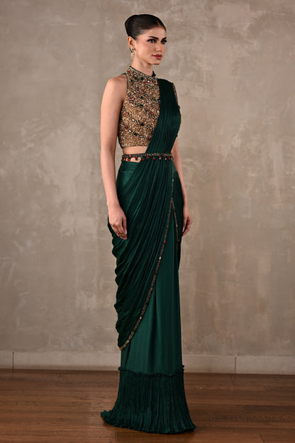 Bejewelled Drape Saree Set