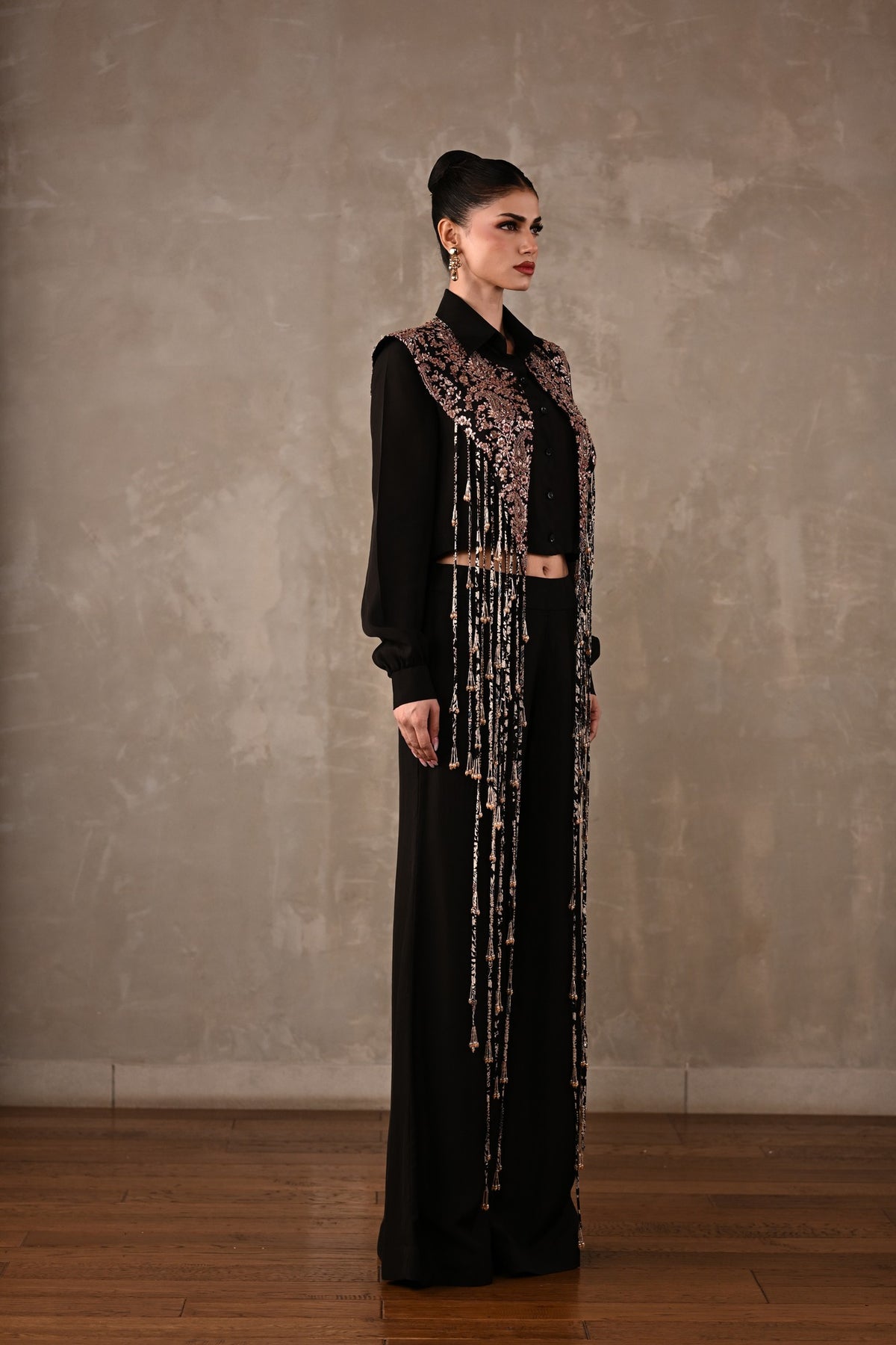 Fringe Embroidered Shirt Co-ord Set