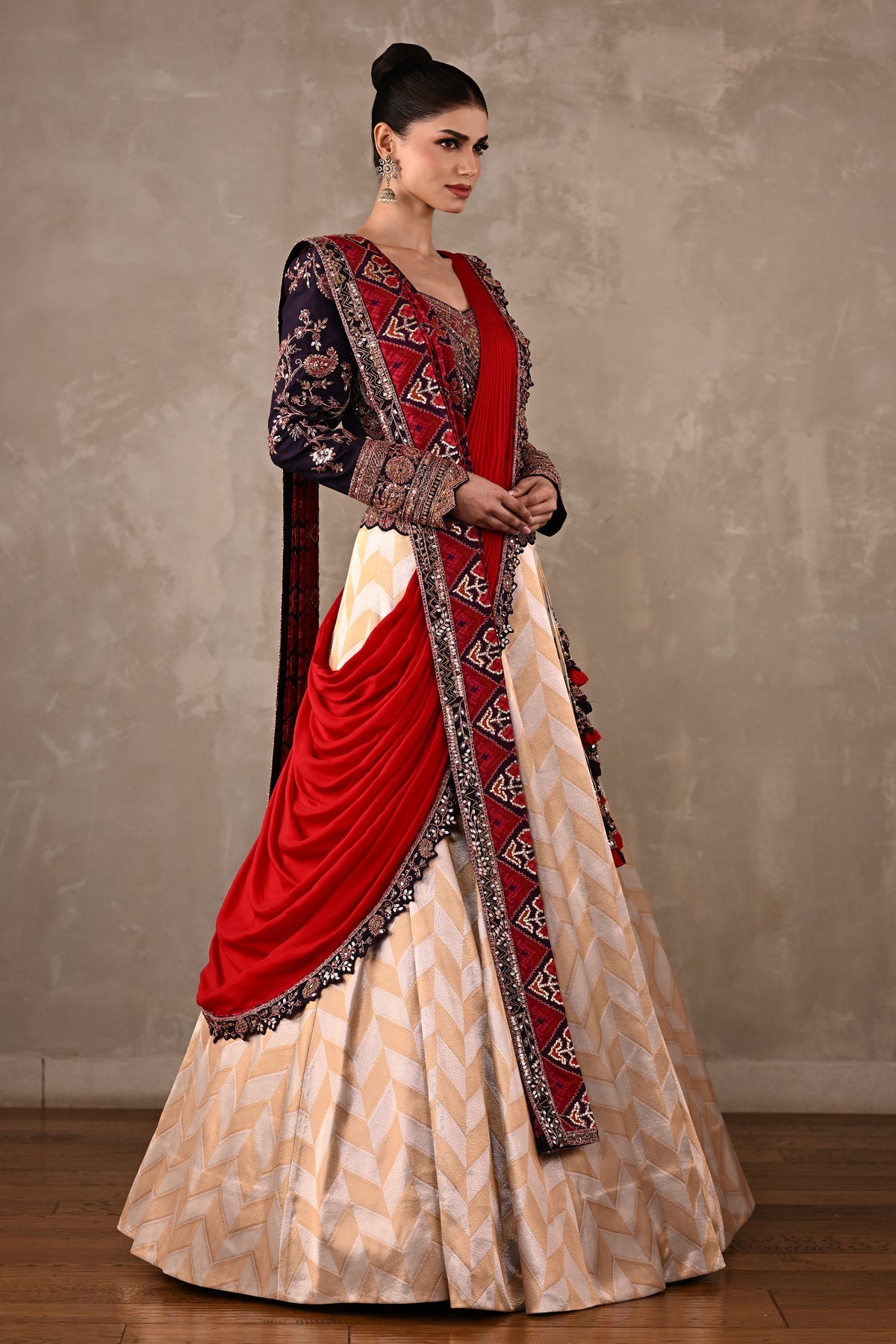 Pochampally Double Drape Silk Lehenga Set