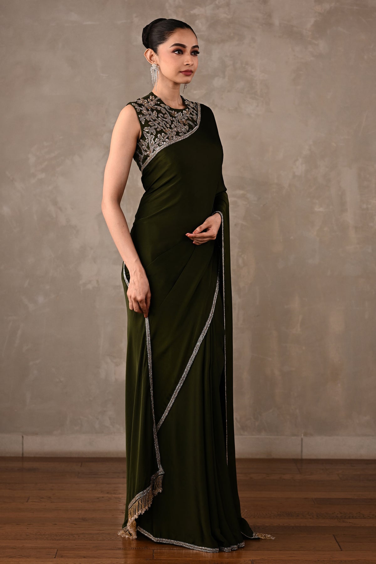 Embroidered Georgette Saree Set