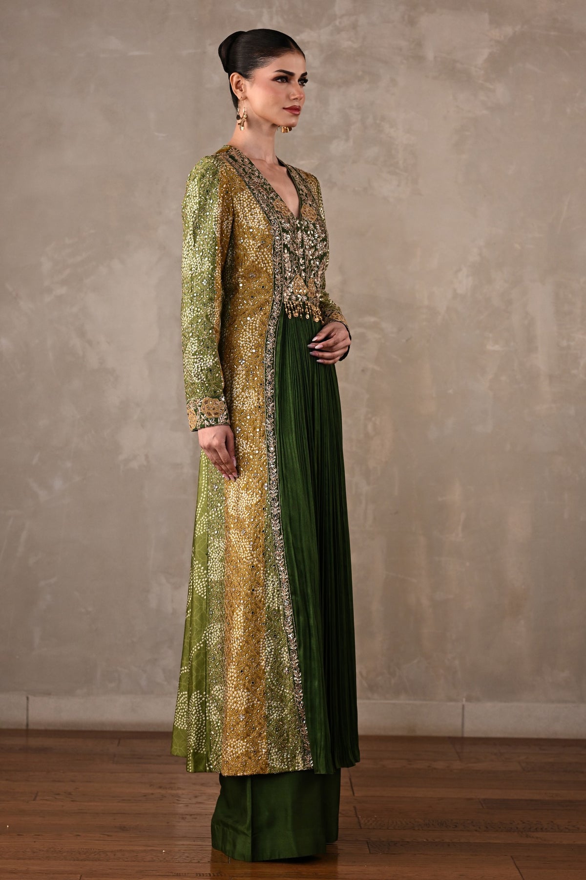 Embroidered Silk Panelled Co-ord Set