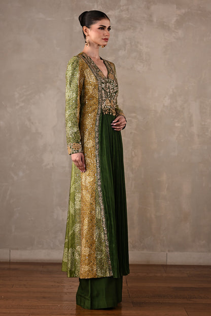 Embroidered Silk Panelled Co-ord Set