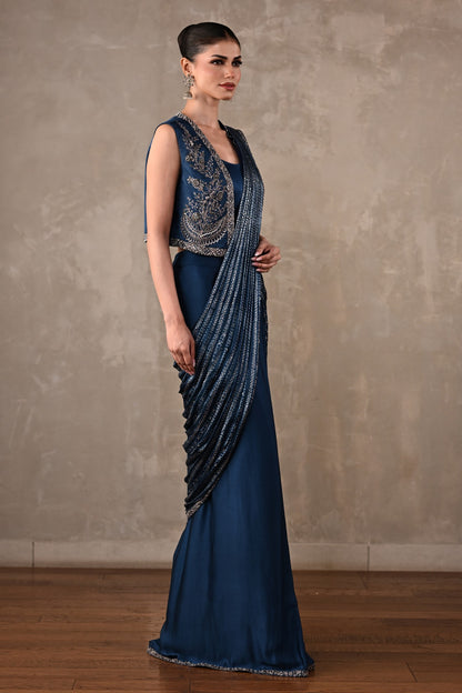 Printed Draped Saree Co-Ord Set