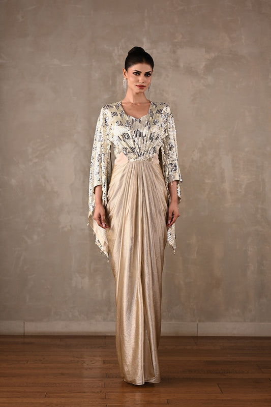 Pearl Cascade Drape Gown