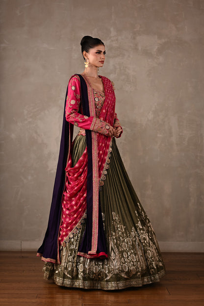 Heirloom Double Dupatta Pleated Lehenga Set