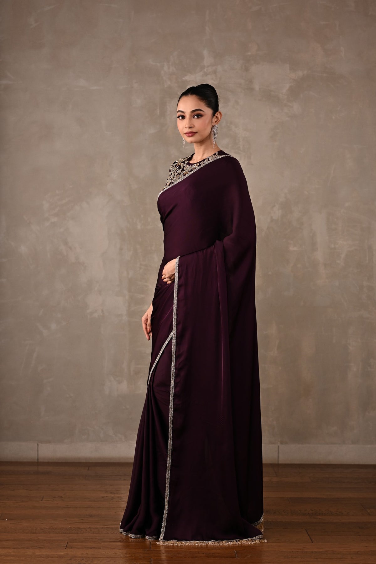 Embroidered Georgette Saree Set