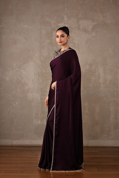 Embroidered Georgette Saree Set