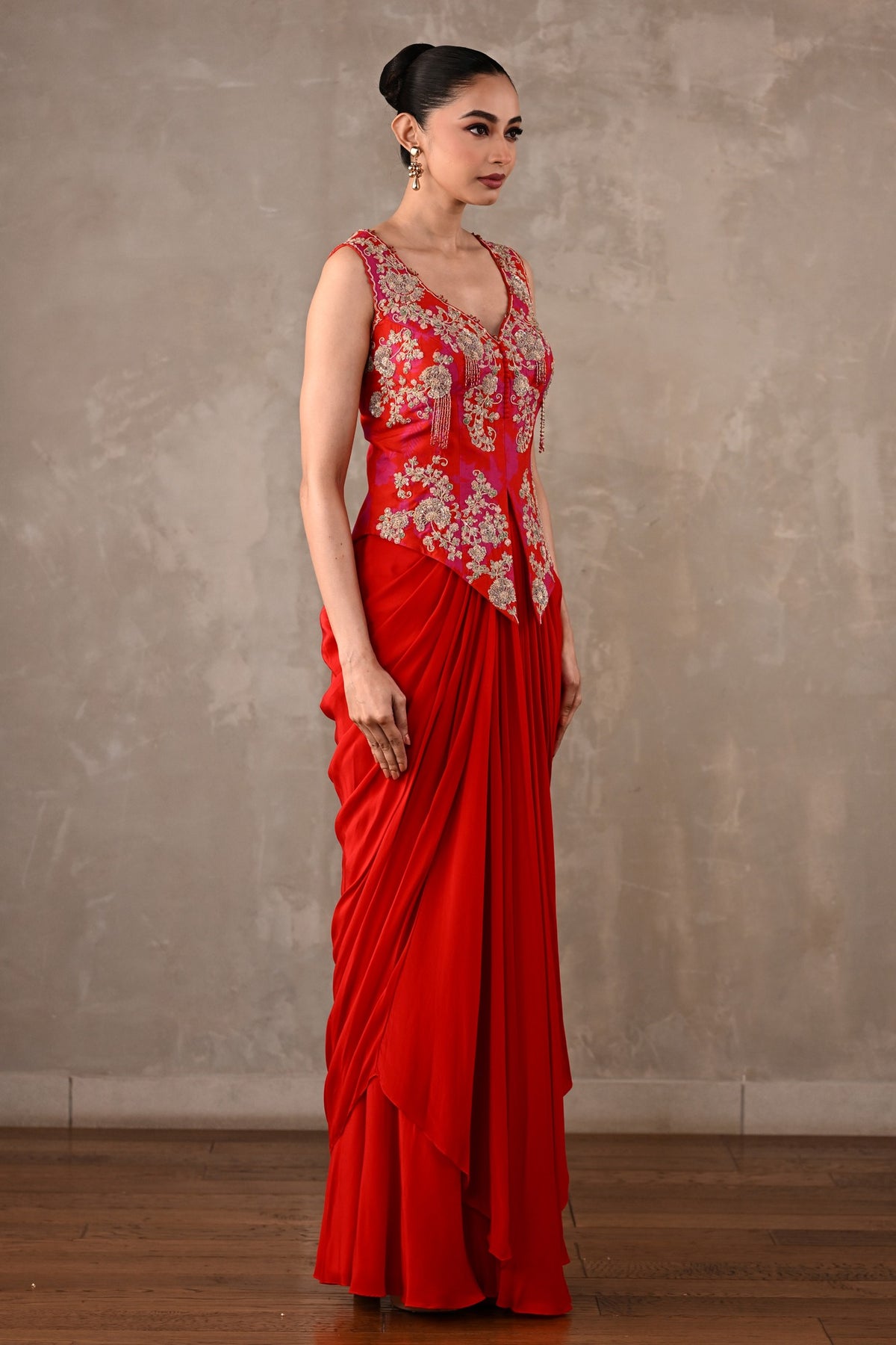Embroidered Crepe Drape Co-ord Set