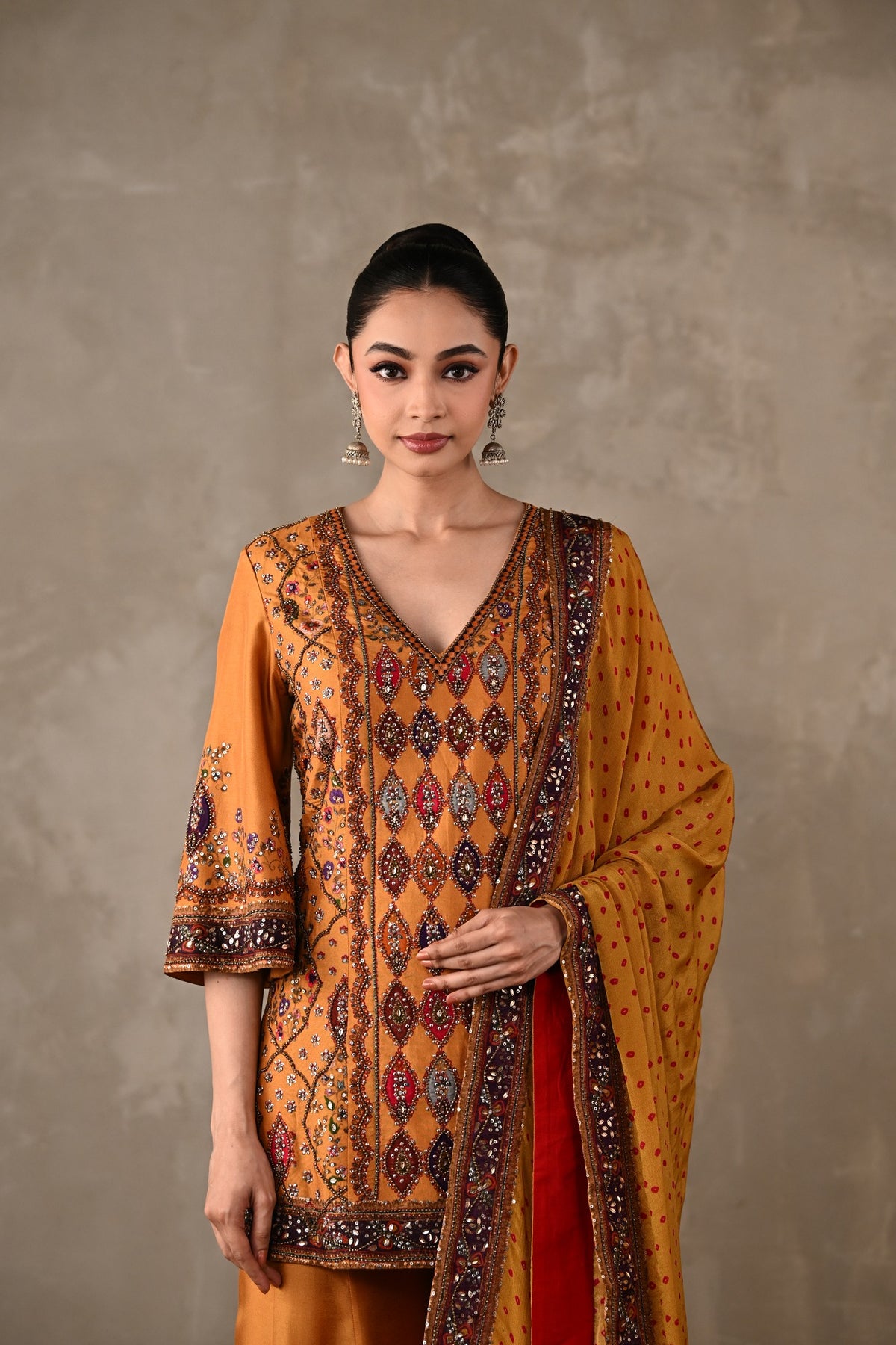 Printed Embellished Kurta Sharara Set