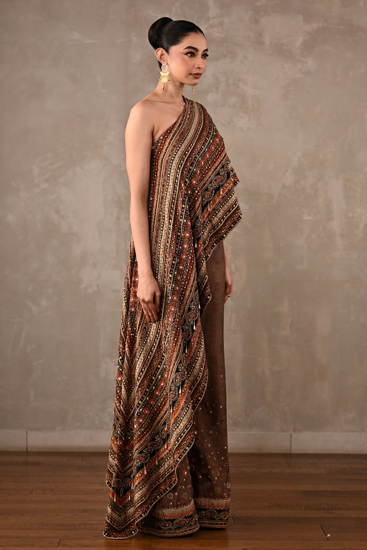 Embellished One-Shoulder Co-ord Set