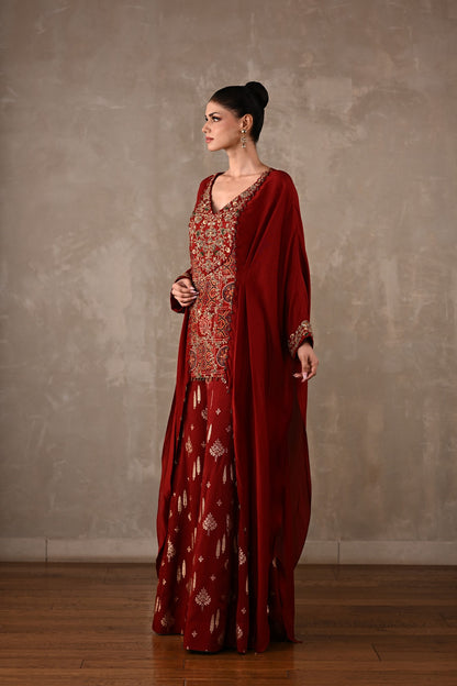 Embroidered Top & Banarasi Pants Ensemble