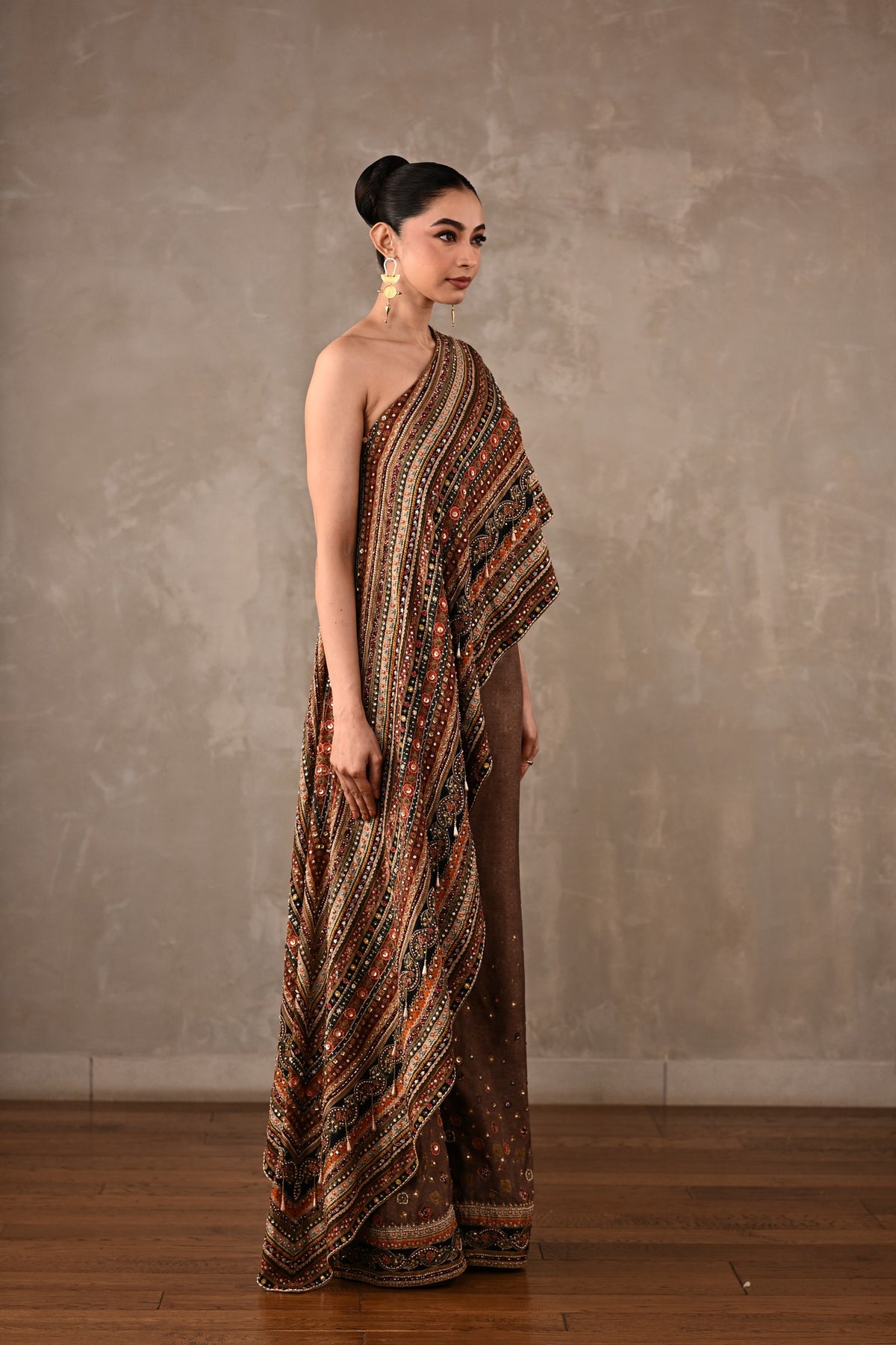 Embellished One-Shoulder Co-ord Set