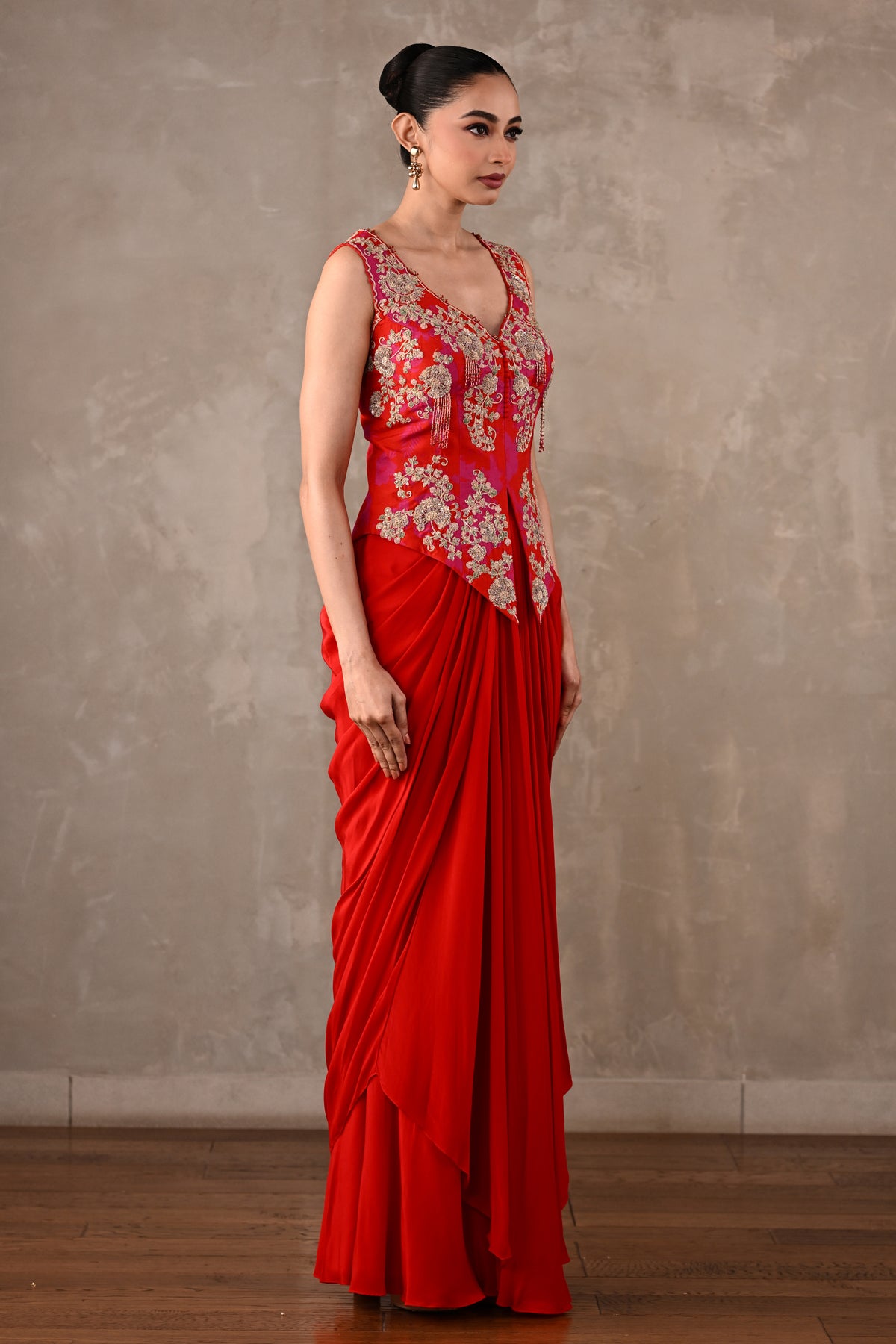 Embroidered Crepe Drape Co-ord Set