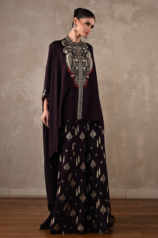 Regal Cape-Style Silk Co-Ord Set