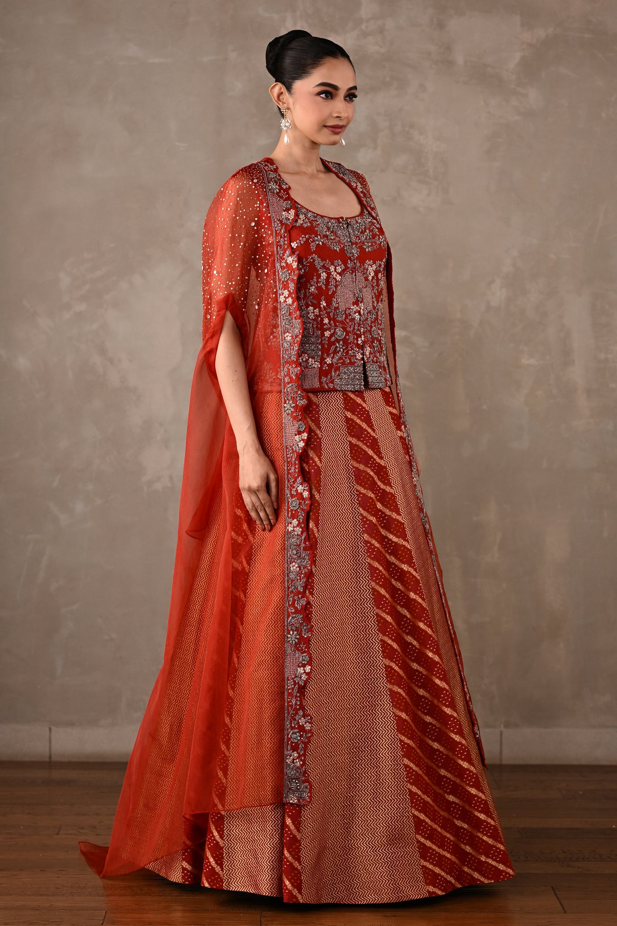 Regal Brocade Cape Lehenga Set